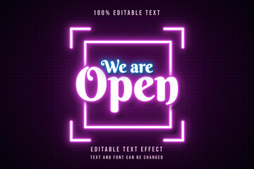 Aufkleber - we are open,3 dimensions editable text effect pink gradation orange neon text style