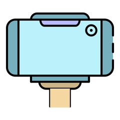 Poster - Modern selfie smartphone icon. Outline modern selfie smartphone vector icon color flat isolated on white