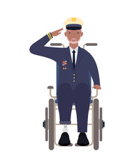 Sticker - Veteran man with prosthetic leg on wheelchair