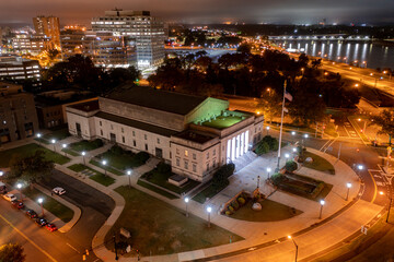 Wall Mural - Trenton War Memorial Theater Downtown Trenton New Jersey Aerial Night Drone Photo