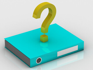 Poster - 3d rendering Binder with question mark