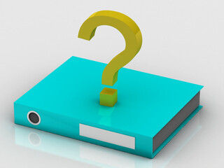 Poster - 3d rendering Binder with question mark