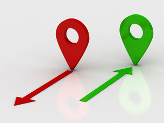 Fototapete - 3d rendering Red map pointer