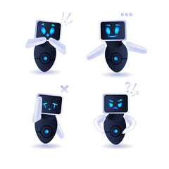 Poster - cute robot set modern robotic characters collection artificial intelligence technology concept