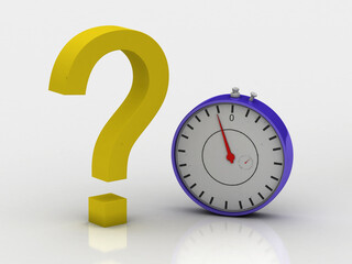 Poster - 3d rendering stop watch with question sign