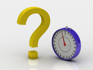 Poster - 3d rendering stop watch with question sign