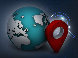 Fototapete - 3d rendering Global  navigation sign
