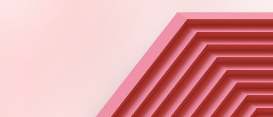 Aufkleber - Abstract architecture Background. futuristic Geometric shapes with Arrows success and Different Concept on Red. banner, Copy Space - 3d Rendering