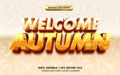 welcome autumn marble 3d cartoon comic editable text effect template style