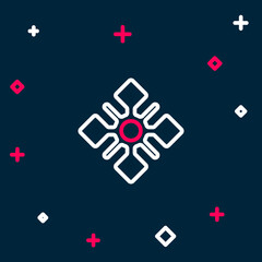 Sticker - Line Snowflake icon isolated on blue background. Colorful outline concept. Vector