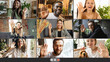 © master1305 - Salutation. Team working, remote education by group video call, people share ideas brainstorming use video conference. Collage