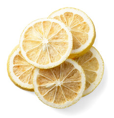 Wall Mural - dried lemon slices isolated on the white background, top view