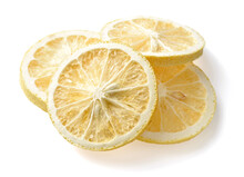Dried Lemon Slices Isolated On The White Background