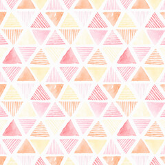 Poster - Pink watercolor triangle patterned seamless background vector