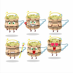 Sticker - Green cardamon cartoon designs as a cute angel character