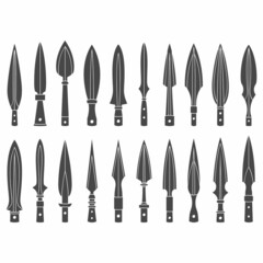 Wall Mural - vector monochrome icon set with ancient spearhead for your project