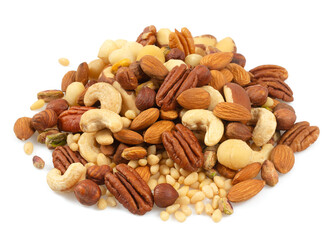 Wall Mural - various nut mix isolated on white background