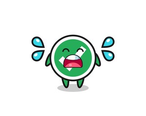 Sticker - check mark cartoon illustration with crying gesture