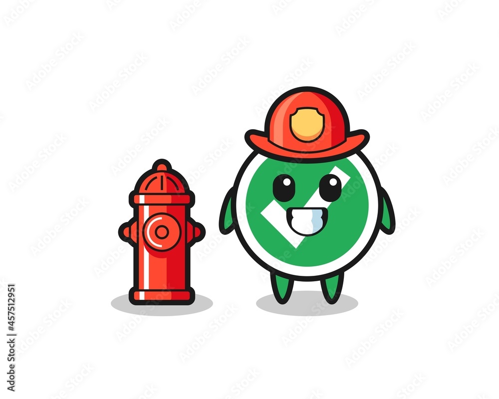 Mascot character of check mark as a firefighter Stock Vector | Adobe Stock