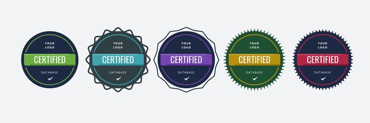 Poster - certified digital badge logo design template. future of it certification for corporate project brand