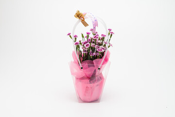 Wall Mural -  Pink and bright red carnation in a vase