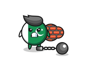 Sticker - Character mascot of pakistan flag as a prisoner