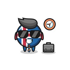 Sticker - Cartoon mascot of iceland flag as a businessman