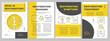 Dehydration yellow brochure template. Water loss reasons. Flyer, booklet, leaflet print, cover design with linear icons. Vector layouts for presentation, annual reports, advertisement pages