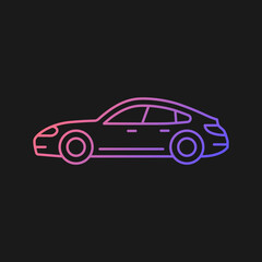 Poster - Sports sedan gradient vector icon for dark theme. Luxury passenger vehicle. Four-door sports automobile. Stylish car. Thin line color symbol. Modern style pictogram. Vector isolated outline drawing