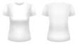 Blank white t-shirt template. Front and back views. Photo-realistic vector illustration.