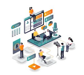 Aufkleber - Live Streaming in Isometric Illustration in isometric illustration