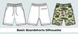 Basic boardshorts vector template silhouette 