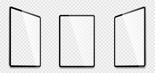 Poster - realistic tablet computer mockup set. tablet pc realistic mockup front view with shadow. electronic 
