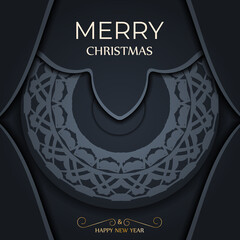 Poster - Festive Brochure Merry Christmas in dark blue with vintage blue ornaments