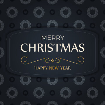 Festive Brochure Merry Christmas in dark blue with vintage blue ornament