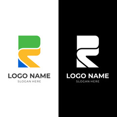 letter R logo concept with flat colorful style