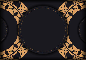 Greeting card in black with brown greek pattern