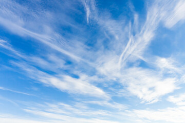 Wall Mural - Blue sky with white cirrus clouds. Natural background