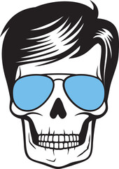 Wall Mural - Human skull with aviator sunglasses