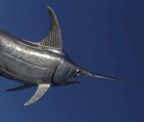 Wall Mural - Scenic view of a swordfish on a blue background