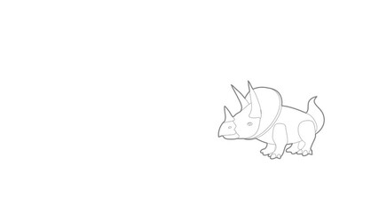 Wall Mural - Triceratops icon animation best outline object on white background