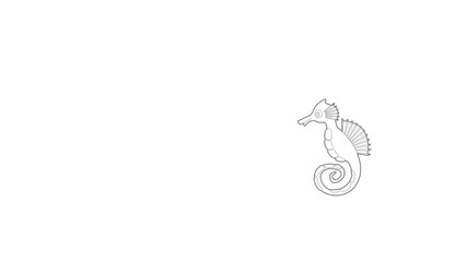 Canvas Print - Seahorse icon animation best outline object on white background