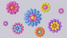 Colorful Flowers. Abstract Animation, 3d Render.