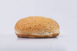 Cheeseburger bun on white isolated background. Two Hamburger buns with sesame isolated on white background