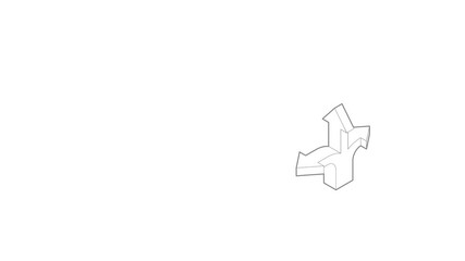 Poster - Three way direction arrow icon animation best outline object on white background