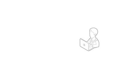 Poster - Businessman using his laptop icon animation best outline object on white background