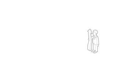 Poster - Business man holding arrow up indicating success icon animation best outline object on white background