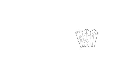 Poster - Paper map icon animation best outline object on white background