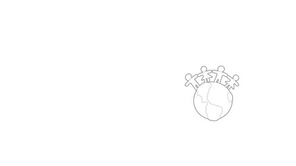 Poster - globe icon animation best outline object on white background