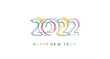 2022 New Year modern trendy line design numbers with abstract pastel shapes on white isolated background